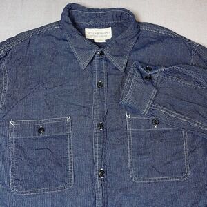 DENIM & SUPPLY RALPH LAUREN Mens Blue Stripe Button Down Shirt XL Cotton Preppy